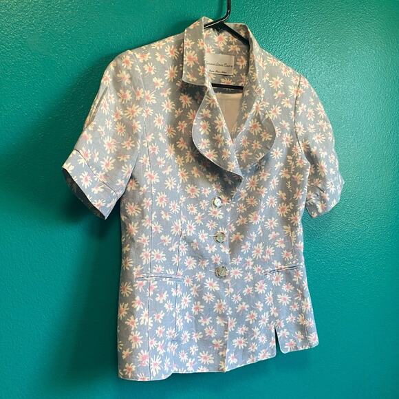 Harrison Simon Couture 100% Linen Floral Skirt Suit Set Women's 4 - Picture 7 of 10